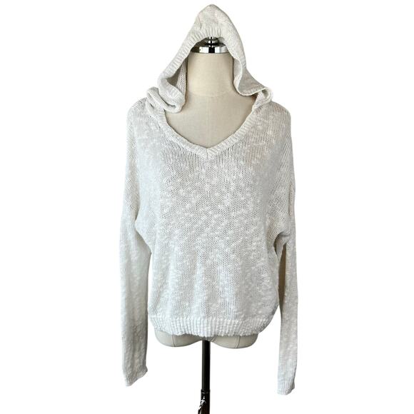 Roxy Oversized Sweater Hoodie size XS White Beach Casual Pullover - Picture 1 of 12